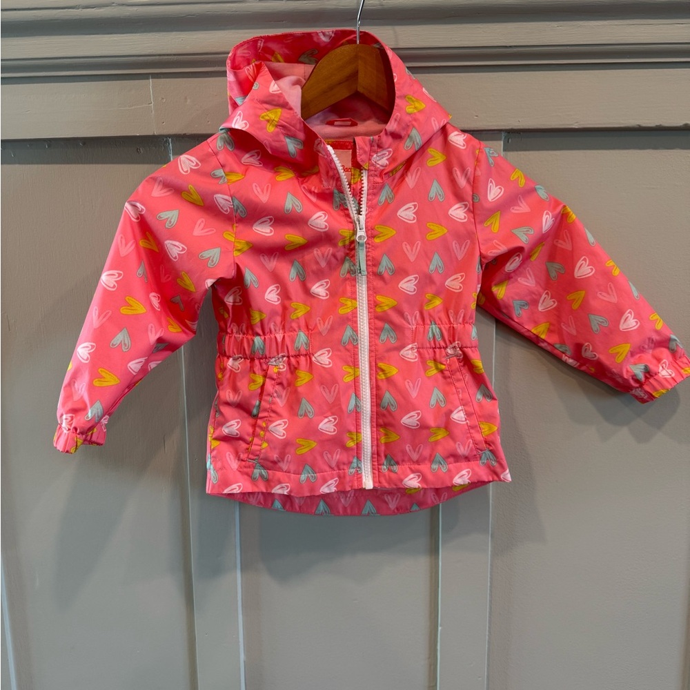 Pink Heart Cat & Jack Rain Jacket 3T